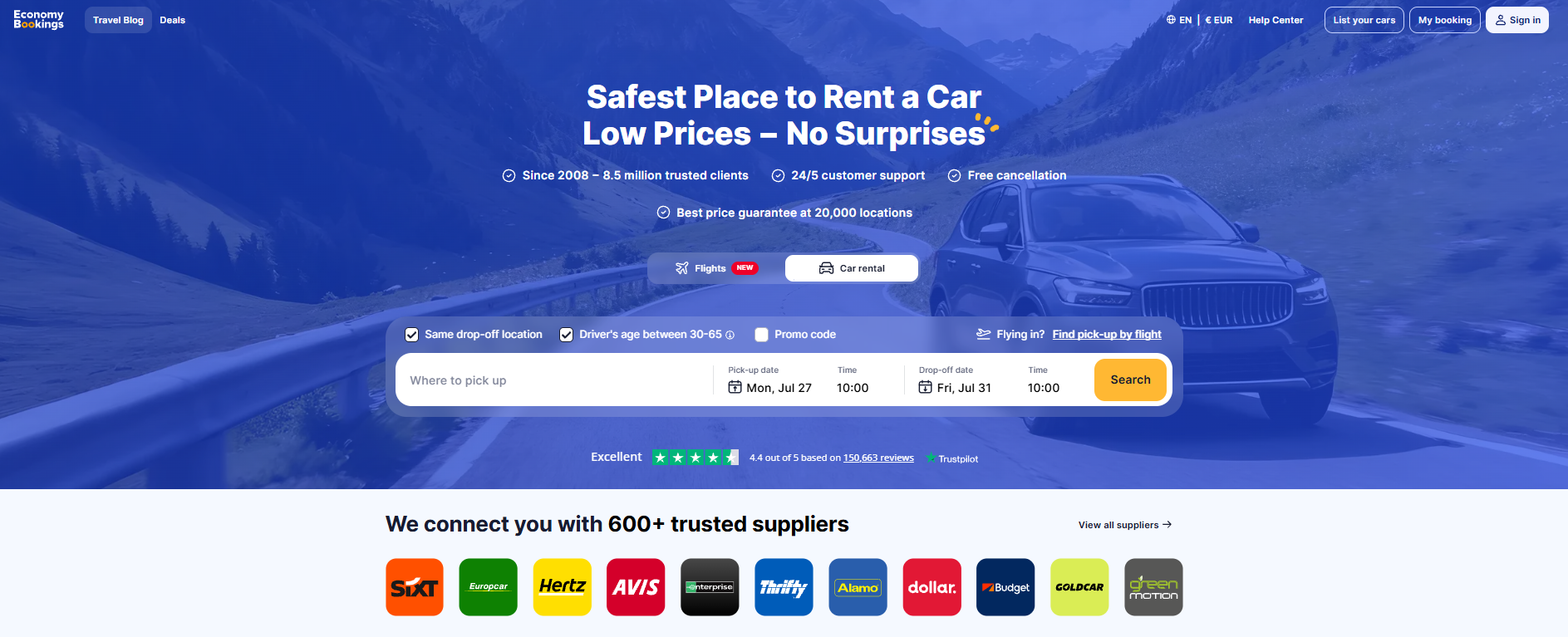 EconomyBookings car rental platform